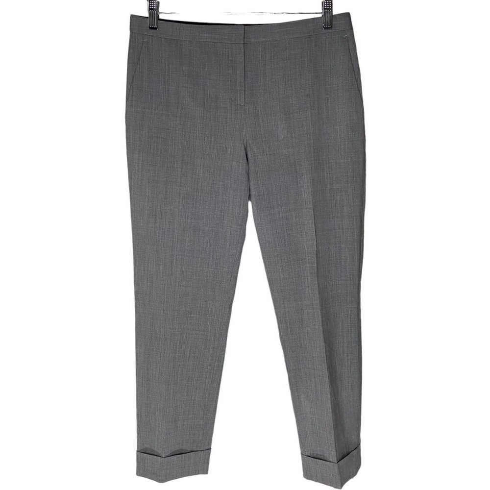THEORY Women's Straight Legs Cuffed Pants Gray Size 4 NWT